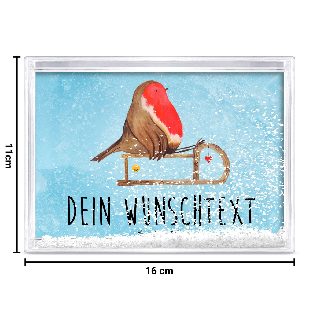 Personalisierter Schüttelrahmen Rotkehlchen Schlitten Winter, Weihnachten, Weihnachtsdeko, Nikolaus, Advent, Heiligabend, Wintermotiv, Schlitten, Vogel