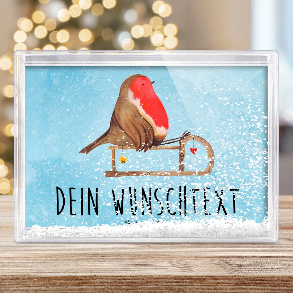 Personalisierter Schüttelrahmen Rotkehlchen Schlitten Winter, Weihnachten, Weihnachtsdeko, Nikolaus, Advent, Heiligabend, Wintermotiv, Schlitten, Vogel