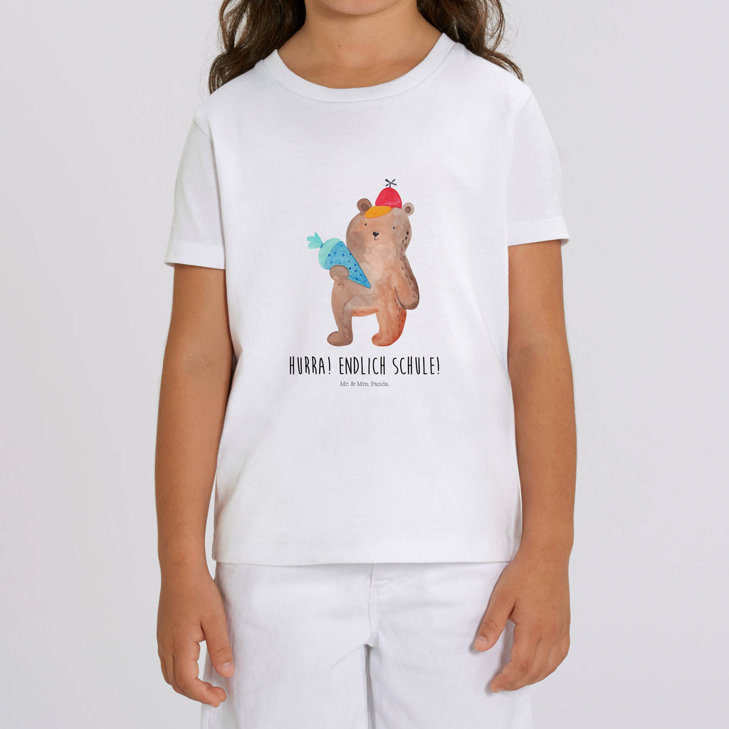 Organic Kinder T-Shirt Bär Schultüte Kinder T-Shirt, Kinder T-Shirt Mädchen, Kinder T-Shirt Jungen, Bär, Teddy, Teddybär, Bär Motiv, Schultüte, Erster Schultag Geschenk, Einschulung Geschenk, Schule Geschenk, Grundschule, Schulanfang, Schulbeginn