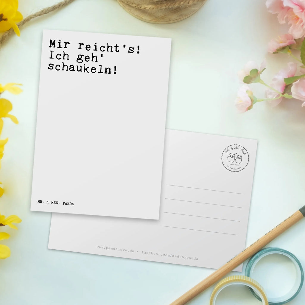 Postkarte Sprüche und Zitate Mir reicht's! Ich geh' schaukeln! Postkarte, Karte, Geschenkkarte, Grußkarte, Einladung, Ansichtskarte, Geburtstagskarte, Einladungskarte, Dankeskarte, Ansichtskarten, Einladung Geburtstag, Einladungskarten Geburtstag, Spruch, Sprüche, lustige Sprüche, Weisheiten, Zitate, Spruch Geschenke, Spruch Sprüche Weisheiten Zitate Lustig Weisheit Worte