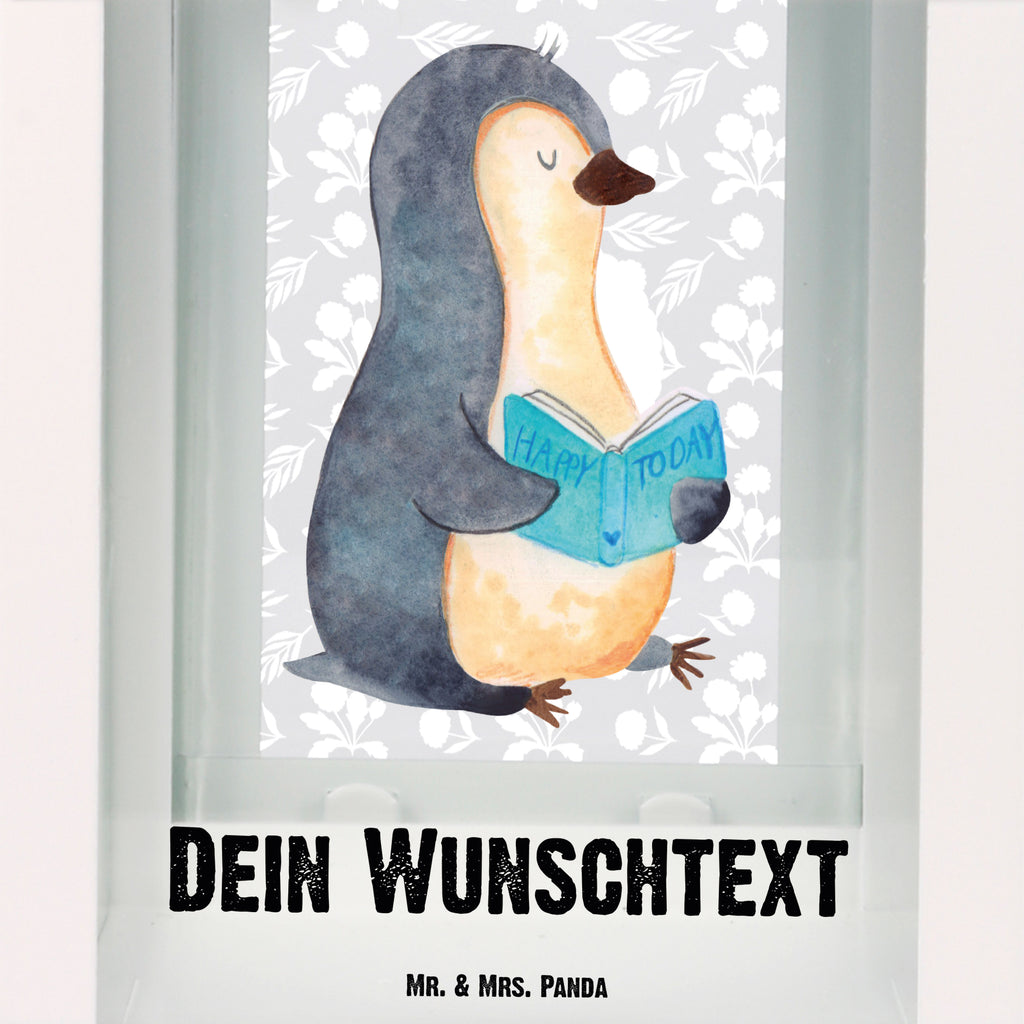 Personalisierte Deko Laterne Pinguin Buch Gartenlampe, Gartenleuchte, Gartendekoration, Gartenlicht, Laterne  kleine Laternen, XXL Laternen, Laterne groß, Pinguin, Pinguine, Buch, Lesen, Bücherwurm, Nichtstun, Faulenzen, Ferien, Urlaub, Freizeit