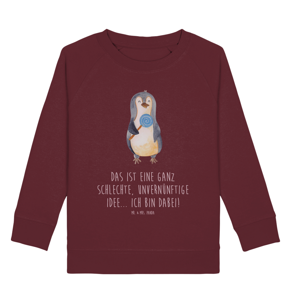 Organic Kinder Pullover Pinguin Lolli Kinder Pullover, Kinder Sweatshirt, Jungen, Mädchen, Pinguin, Pinguine, Lolli, Süßigkeiten, Blödsinn, Spruch, Rebell, Gauner, Ganove, Rabauke