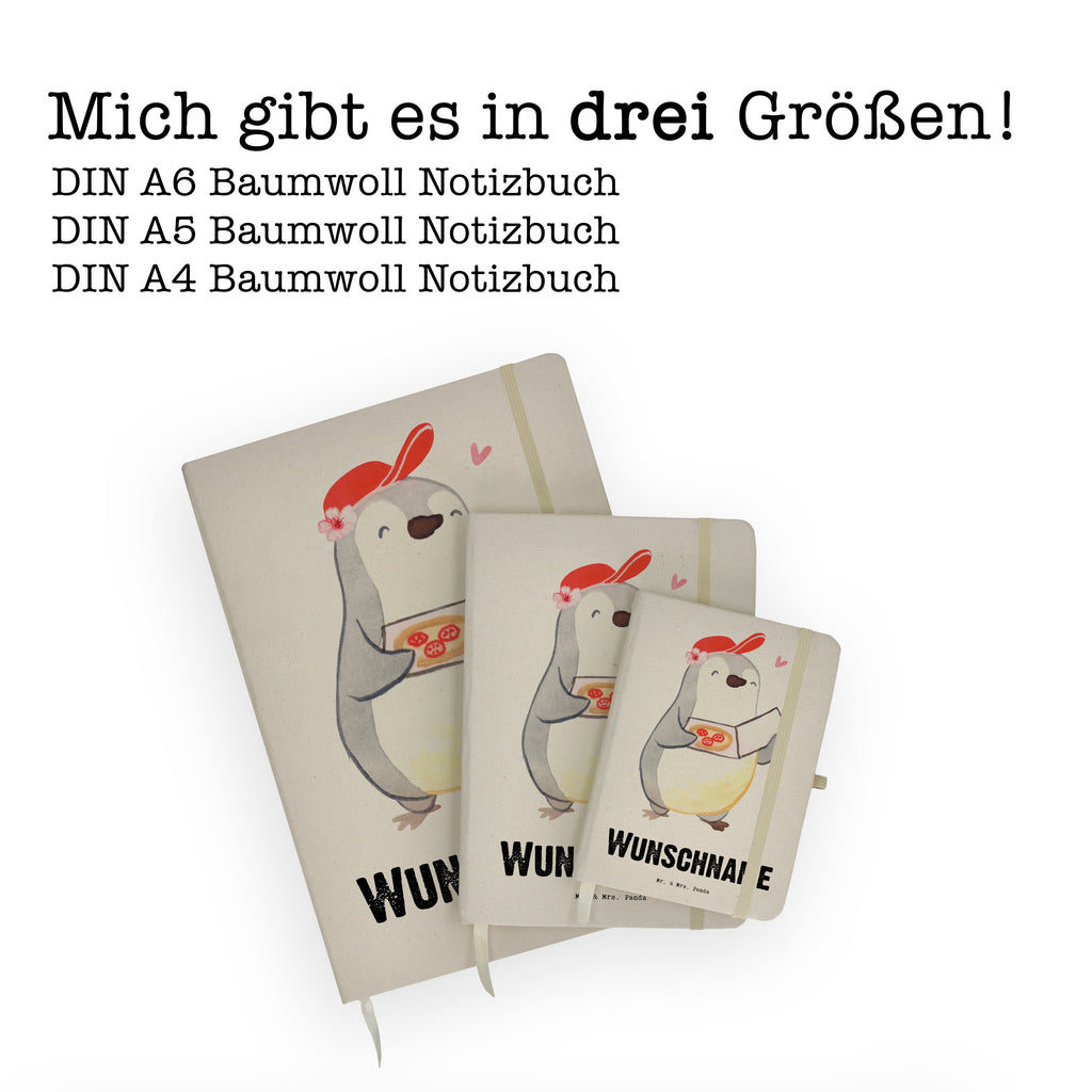 DIN A4 Personalisiertes Notizbuch Pizzabäckerin mit Herz Personalisiertes Notizbuch, Notizbuch mit Namen, Notizbuch bedrucken, Personalisierung, Namensbuch, Namen, Beruf, Ausbildung, Jubiläum, Abschied, Rente, Kollege, Kollegin, Geschenk, Schenken, Arbeitskollege, Mitarbeiter, Firma, Danke, Dankeschön, Lieferdienstmitarbeiterin, Pizzabäckerin, Pizzabotin, Pizzabringdienst, Lieferbringdienst