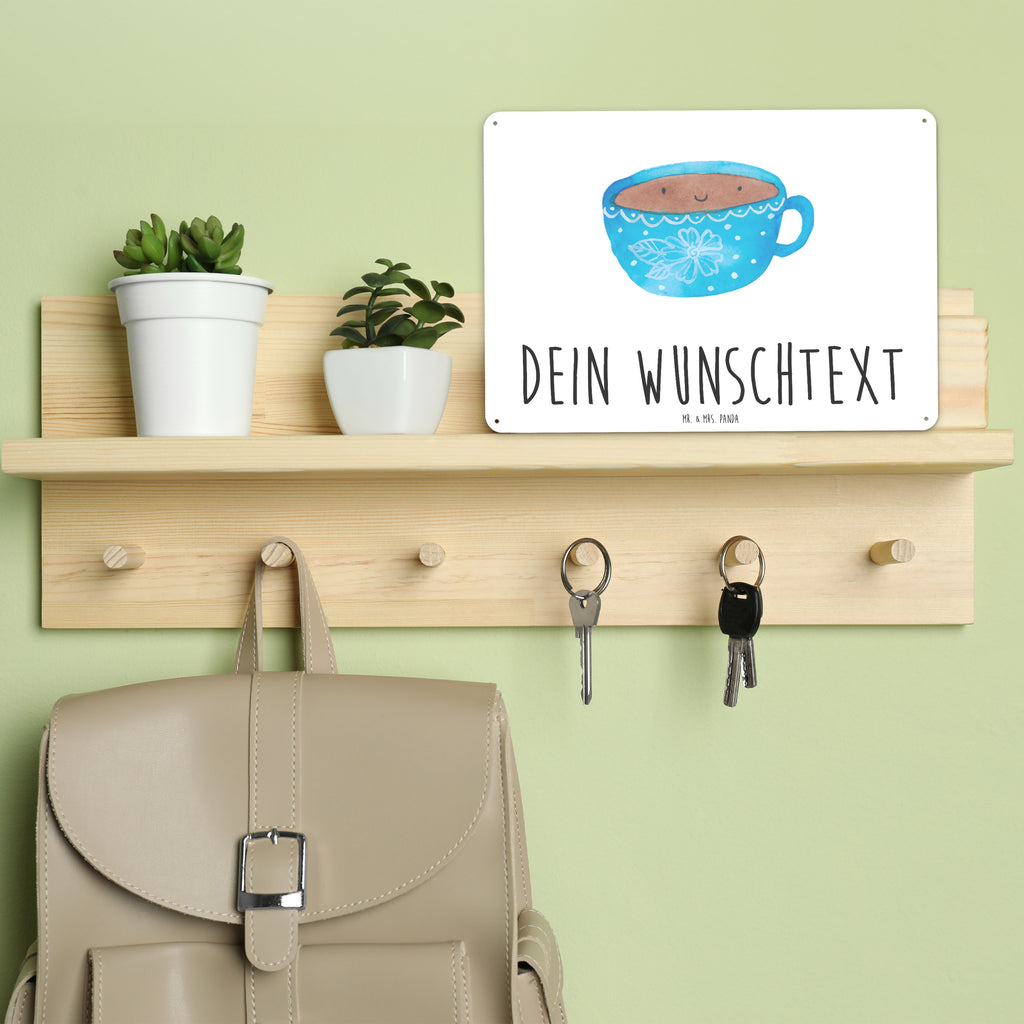 Personalisiertes Blechschild Kaffee Tasse Blechschild, Metallschild, Geschenk Schild, Schild, Magnet-Metall-Schild, Deko Schild, Wandschild, Wand-Dekoration, Türschild, Tiermotive, Gute Laune, lustige Sprüche, Tiere, Kaffee, Tasse, Liebe, Geschmack, Genuss, Glücklich