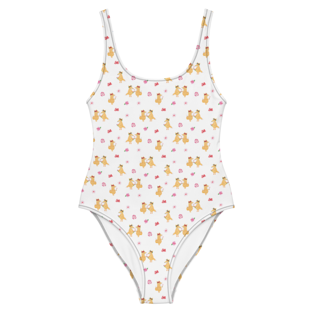 Badeanzug Fuchs Blumenliebe Badebekleidung, Bademode, Badeanzug, Swimsuit, Rückenfreier Badeanzug, Luxus-Bademode, Fuchs, Füchse, Fox, Liebe, Freundin, Fuchsmädchen, Blumenmädchen, Freundinnen, Liebesbeweis, Blume, Blumen, Motivation, Freude, ich, mich, Selbstliebe