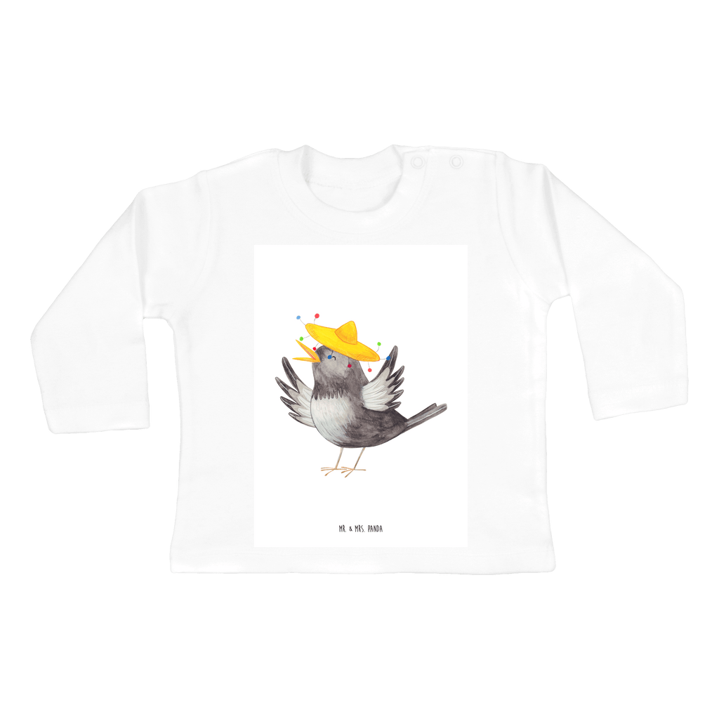 Baby Longsleeve Rabe mit Sombrero Mädchen, Jungen, Baby, Langarm, Bio, Kleidung, Tiermotive, Gute Laune, lustige Sprüche, Tiere, Rabe, Vogel, Vögel, Spruch positiv, fröhlich sein, glücklich sein, Glück Spruch, froh, Elster, Motivation