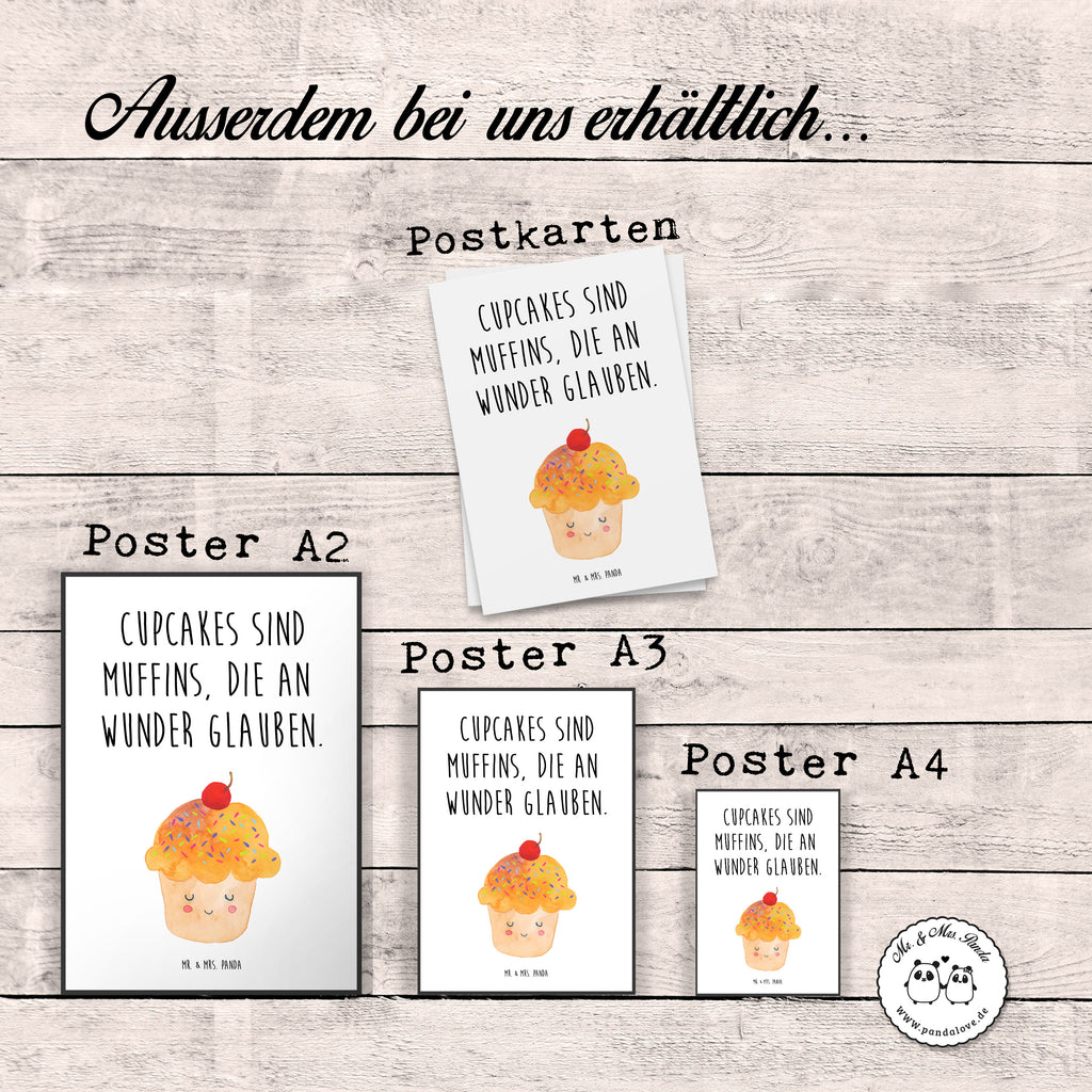 Poster Cupcake Poster, Wandposter, Bild, Wanddeko, Küchenposter, Kinderposter, Wanddeko Bild, Raumdekoration, Wanddekoration, Handgemaltes Poster, Mr. & Mrs. Panda Poster, Designposter, Kunstdruck, Posterdruck, Tiermotive, Gute Laune, lustige Sprüche, Tiere, Cupcakes, Muffin, Wunder, Küche Deko, Küche Spruch, Backen Geschenk, Geschenk Koch, Motivation Sprüche