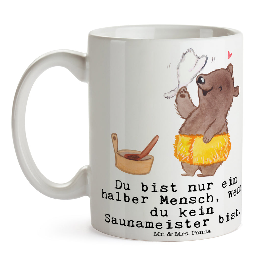 Tasse Saunameister mit Herz Tasse, Kaffeetasse, Teetasse, Becher, Kaffeebecher, Teebecher, Keramiktasse, Porzellantasse, Büro Tasse, Geschenk Tasse, Tasse Sprüche, Tasse Motive, Kaffeetassen, Tasse bedrucken, Designer Tasse, Cappuccino Tassen, Schöne Teetassen, Beruf, Ausbildung, Jubiläum, Abschied, Rente, Kollege, Kollegin, Geschenk, Schenken, Arbeitskollege, Mitarbeiter, Firma, Danke, Dankeschön