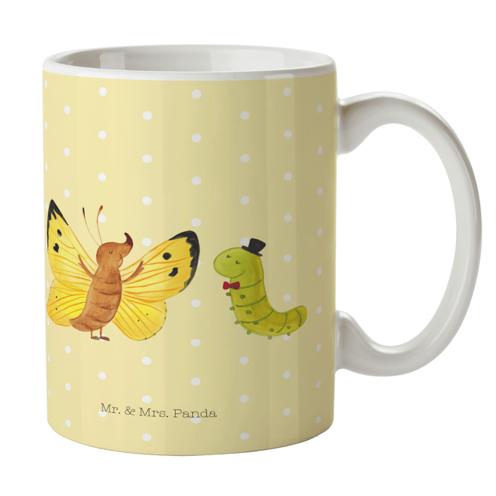 Tasse Raupe & Schmetterling Tasse, Kaffeetasse, Teetasse, Becher, Kaffeebecher, Teebecher, Keramiktasse, Porzellantasse, Büro Tasse, Geschenk Tasse, Tasse Sprüche, Tasse Motive, Kaffeetassen, Tasse bedrucken, Designer Tasse, Cappuccino Tassen, Schöne Teetassen, Tiermotive, Gute Laune, lustige Sprüche, Tiere, Raupe, Schmetterling, Zitronenfalter, Entwicklung, Erwachsen werden, Kokon, Hut, Hütchen, Schönheit, Aufwachsen