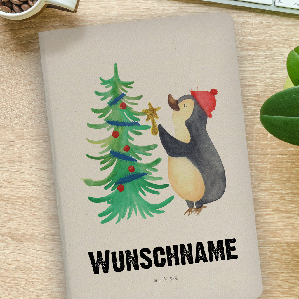 DIN A4 Personalisiertes Notizbuch Pinguin Weihnachtsbaum Personalisiertes Notizbuch, Notizbuch mit Namen, Notizbuch bedrucken, Personalisierung, Namensbuch, Namen, Winter, Weihnachten, Weihnachtsdeko, Nikolaus, Advent, Heiligabend, Wintermotiv, Pinguin