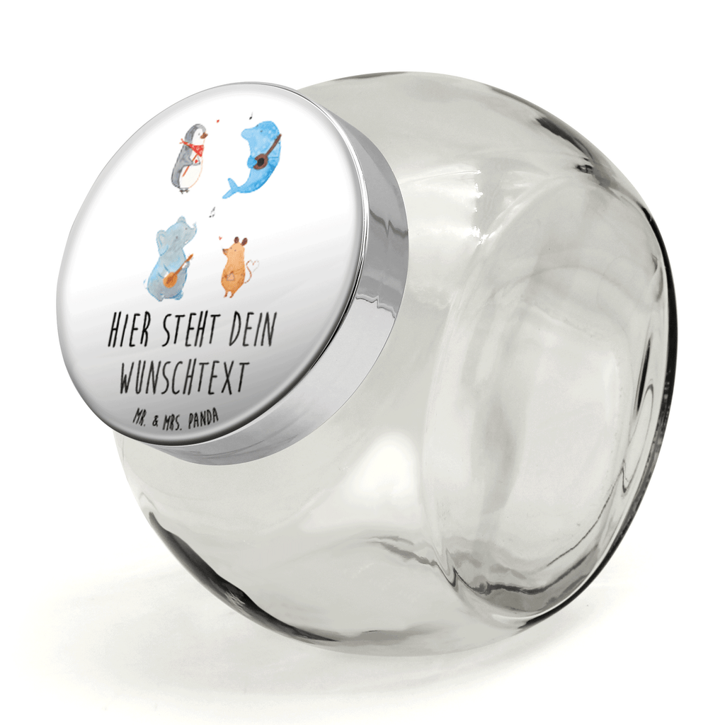 Personalisiertes Bonbonglas Big Band Vorratsdose, Vorratsbehälter, Süßigkeitenglas, Süßigkeitendose, Kaffeedose, Müslidose, Teedose, Keksbehälter, Keksedose, Glasdose, Glasbälter, Vorratsglas, Küchenbehälter, Aufbewahrungsdose, Aufbewahungsglas, Gewürzdose, Küchenorganizer, Snackdose, Tiermotive, Gute Laune, lustige Sprüche, Tiere, Hund, Pinguin, Maus, Elefant, Delfin, Gitarre, Band, Triangel, Musikanten, Musik