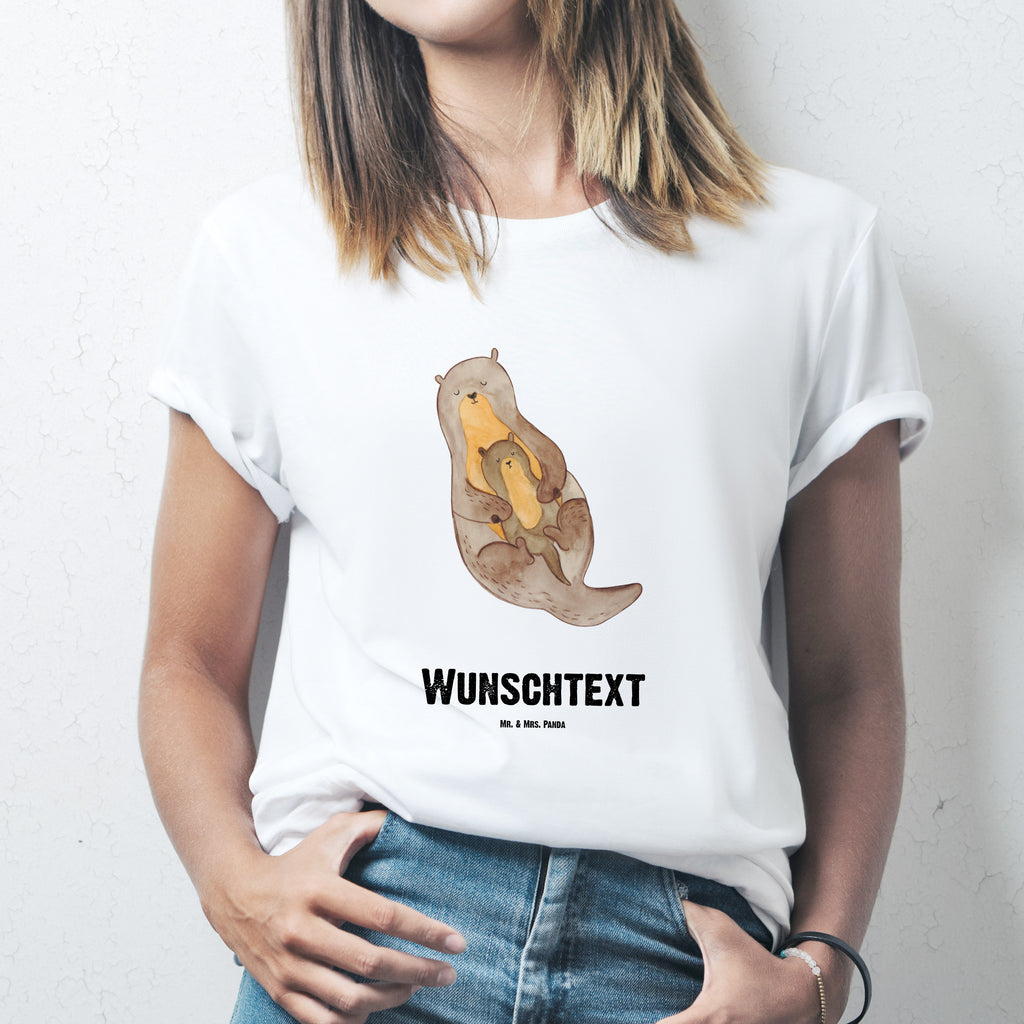 Personalisiertes T-Shirt Otter mit Kind T-Shirt Personalisiert, T-Shirt mit Namen, T-Shirt mit Aufruck, Männer, Frauen, Wunschtext, Bedrucken, Otter, Fischotter, Seeotter, Otter Seeotter See Otter