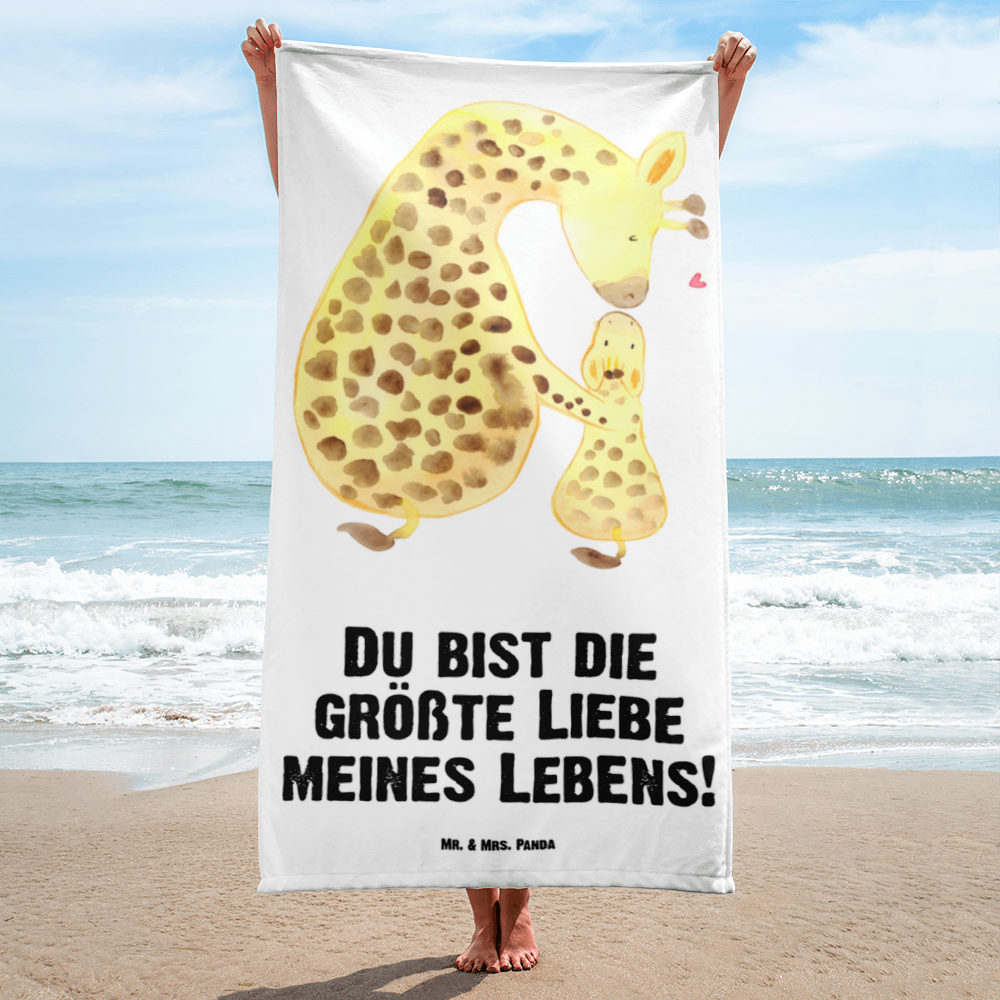 XL Badehandtuch Giraffe mit Kind Handtuch, Badetuch, Duschtuch, Strandtuch, Saunatuch, Afrika, Wildtiere, Giraffe, Kind, Mutter, Mama, Tochter, Sohn, Lieblingsmensch