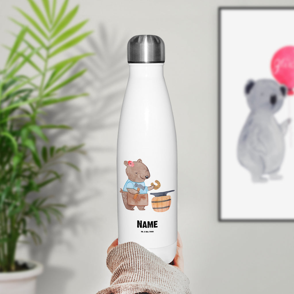 Personalisierte Thermosflasche Schmiedin mit Herz Personalisierte Isolierflasche, Personalisierte Thermoflasche, Personalisierte Trinkflasche, Trinkflasche Mit Namen, Wunschname, Bedrucken, Namensflasche, Beruf, Ausbildung, Jubiläum, Abschied, Rente, Kollege, Kollegin, Geschenk, Schenken, Arbeitskollege, Mitarbeiter, Firma, Danke, Dankeschön