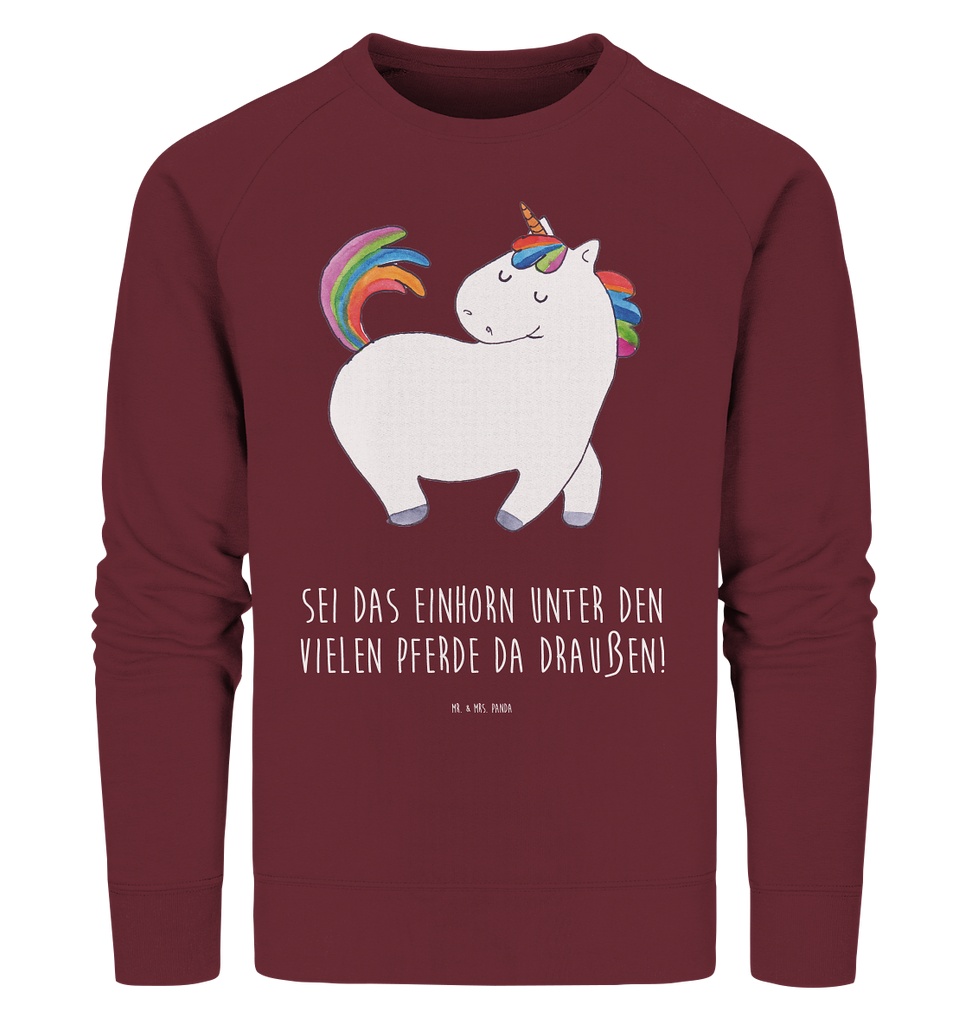 Organic Pullover Einhorn stolzierend Pullover, Pullover Männer, Pullover Frauen, Sweatshirt, Sweatshirt Männer, Sweatshirt Frauen, Unisex, Einhorn, Einhörner, Einhorn Deko, Pegasus, Unicorn, stolz, anders, bunt, Pferd, Reiter, Reiten, Freundin, Geschenk