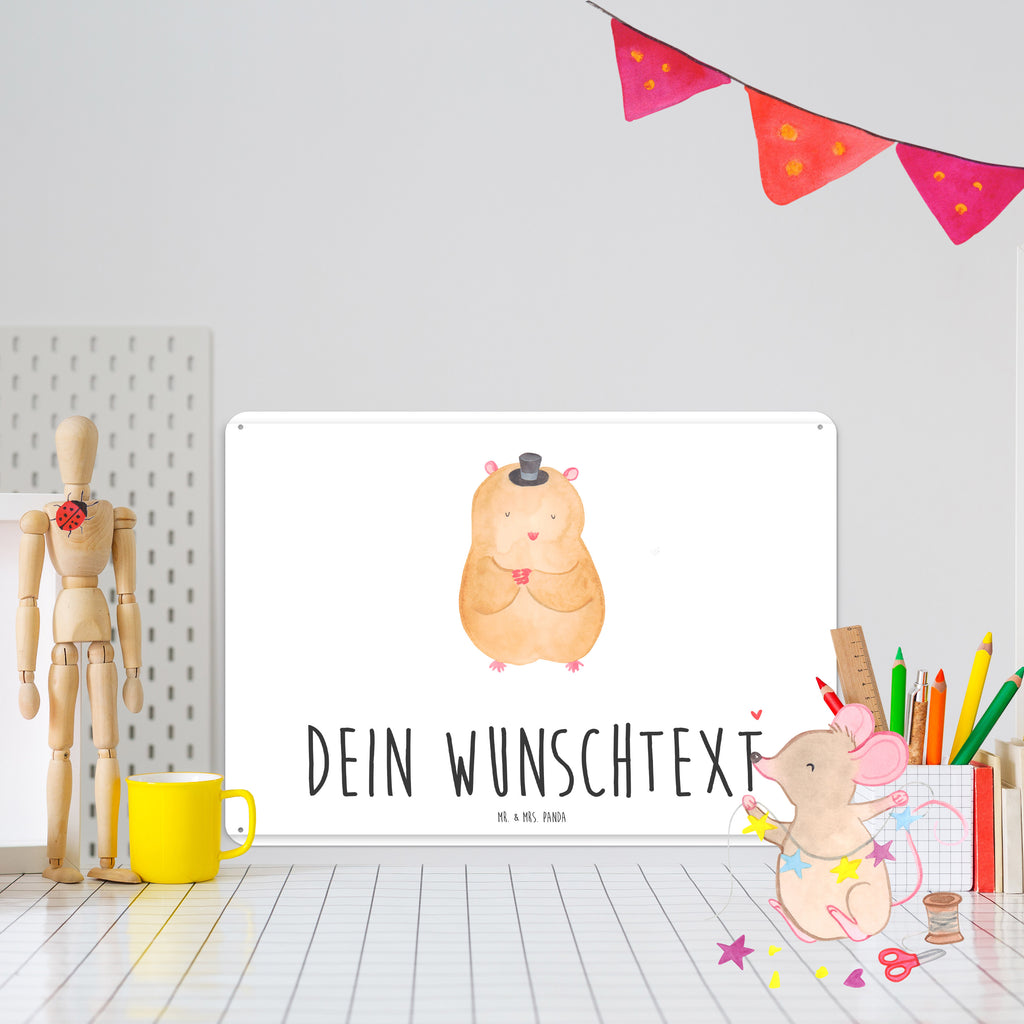 Personalisiertes Blechschild Hamster Hut Blechschild, Metallschild, Geschenk Schild, Schild, Magnet-Metall-Schild, Deko Schild, Wandschild, Wand-Dekoration, Türschild, Tiermotive, Gute Laune, lustige Sprüche, Tiere, Hamster, Hut, Magier, Zylinder, Zwerghamster, Zauberer