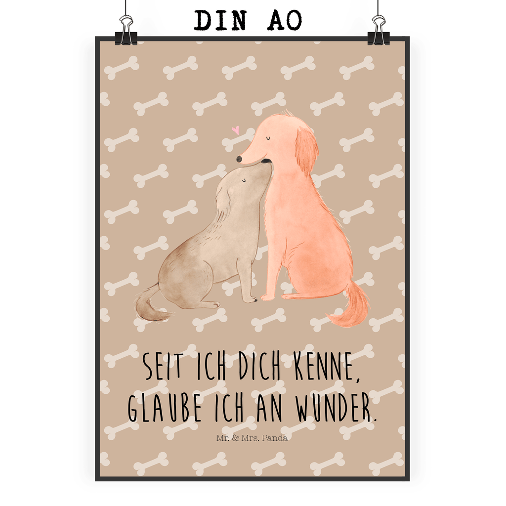 Poster Hunde Liebe Poster, Wandposter, Bild, Wanddeko, Küchenposter, Kinderposter, Wanddeko Bild, Raumdekoration, Wanddekoration, Handgemaltes Poster, Mr. & Mrs. Panda Poster, Designposter, Kunstdruck, Posterdruck, Hund, Hundemotiv, Haustier, Hunderasse, Tierliebhaber, Hundebesitzer, Sprüche, Liebe, Hund. Hunde, Kuss, Vertrauen, Kuscheln, Herz