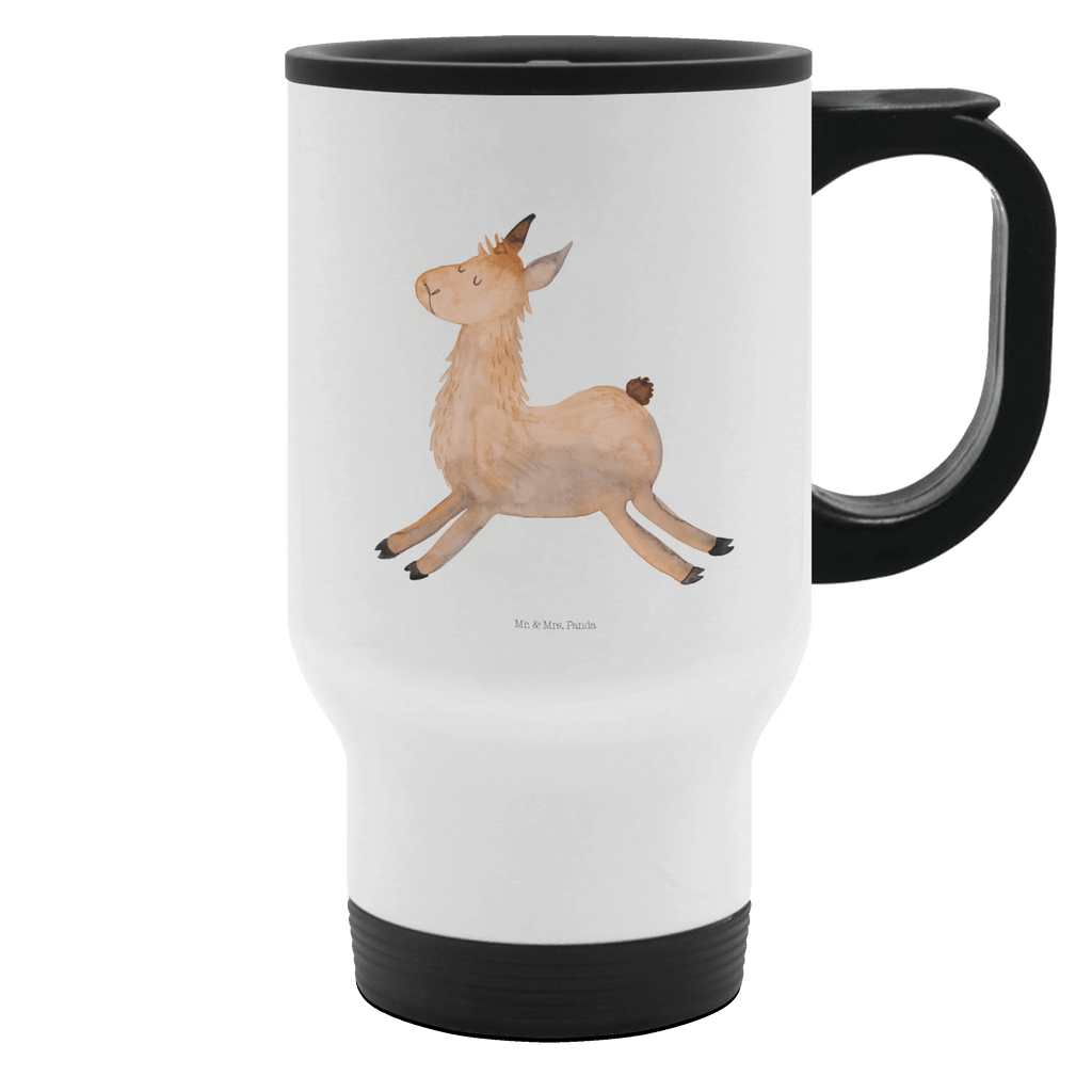 Thermobecher Lama springend Thermobecher, To Go Becher, Thermotasse, Kaffeebecher, Isolierbecher, Thermobecher To Go, Warmhaltetasse, Edelstahlbecher, Reisebecher, Tasse mit Deckel, Thermobecher für 400 ml, Kaffeetasse zum Mitnehmen, Tasse zum Mitnehmen, Spülmaschinenfest, Lama, Alpaka, Lamas, Lieblingstag, Happy day, fröhlich, Glück, Freundin, Liebeskummer, Neustart, guten Morgen, Start, Prüfung, Abitur