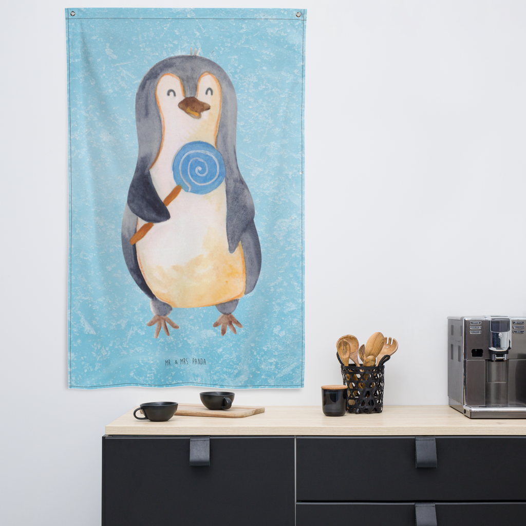 Wandteppich Pinguin Lolli Wandbehang, Dekoration, Boho, Wandteppich, Wandtuch, Wanddeko, Tapisserie, Tapestry, Wandbild, Textil-Kunst, Schmuck-Wandbehang, Wand Deko, Kinderzimmer, Kinderzimmer Wand, Kinderzimmer Deko, Kinderzimmer Wanddeko, Pinguin, Pinguine, Lolli, Süßigkeiten, Blödsinn, Spruch, Rebell, Gauner, Ganove, Rabauke