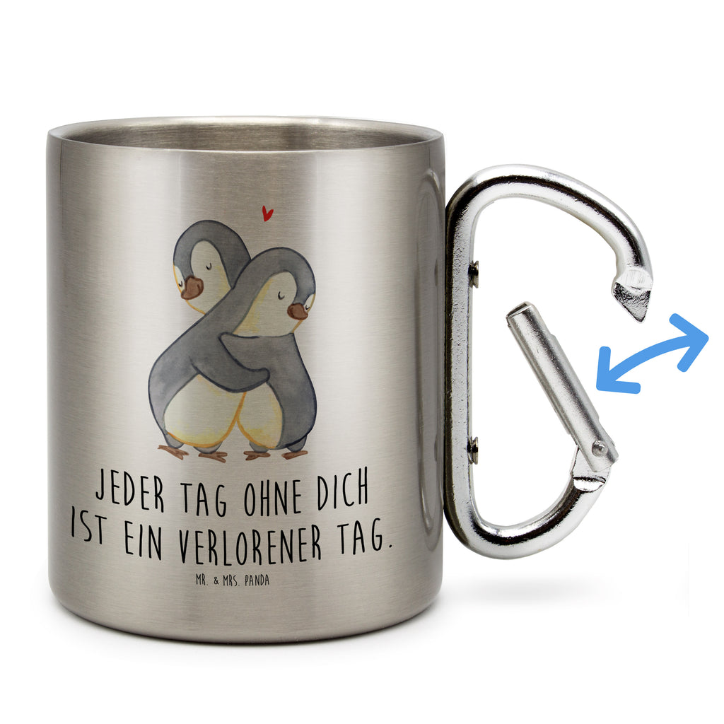 Edelstahlbecher Pinguine Kuscheln Edelstahltasse, Karabiner, Edelstahlbecher, Outdoor, Camping, Tasse, Becher, Liebe, Partner, Freund, Freundin, Ehemann, Ehefrau, Heiraten, Verlobung, Heiratsantrag, Liebesgeschenk, Jahrestag, Hocheitstag, Valentinstag, Geschenk für Frauen, Hochzeitstag, Mitbringsel, Geschenk für Freundin, Geschenk für Partner, Liebesbeweis, für Männer, für Ehemann