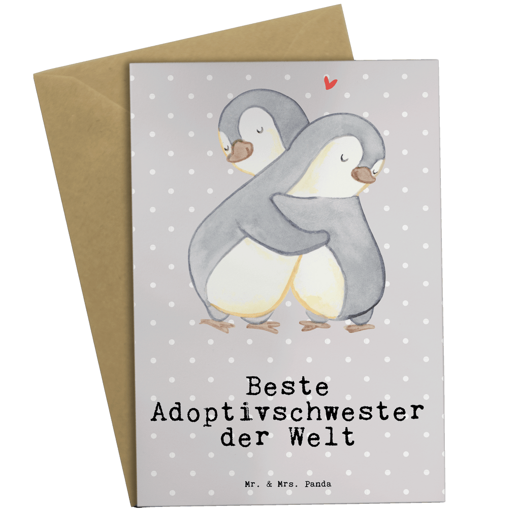 Grußkarte Pinguin Beste Adoptivschwester der Welt Grußkarte, Klappkarte, Einladungskarte, Glückwunschkarte, Hochzeitskarte, Geburtstagskarte, Karte, Ansichtskarten, für, Dankeschön, Geschenk, Schenken, Geburtstag, Geburtstagsgeschenk, Geschenkidee, Danke, Bedanken, Mitbringsel, Freude machen, Geschenktipp, Adoptivschwester, Adoptiv, adoptiert, Schwester, Geschwister, Schwesterherz, Sister, Familie, Kleinigkeit, Beste, Tochter