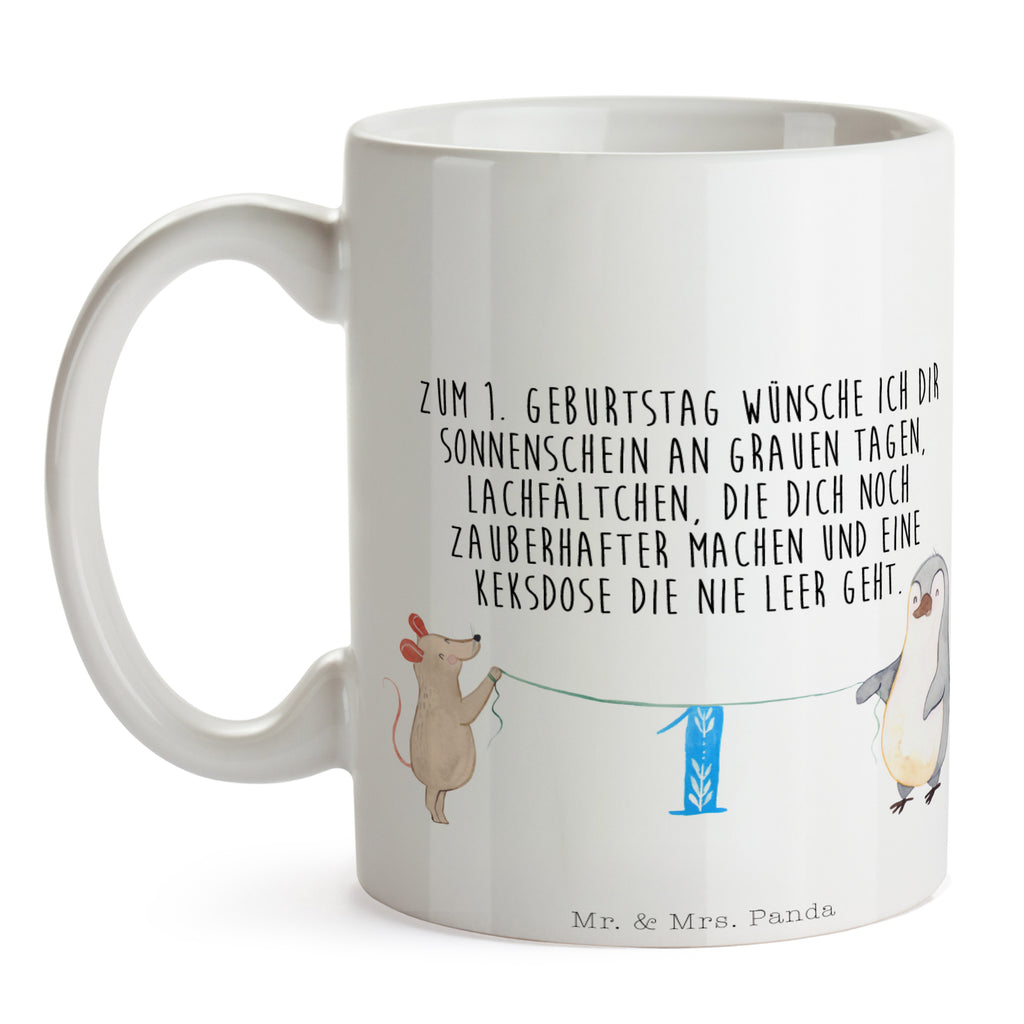 Tasse 1. Geburtstag Maus Pinguin Tasse, Kaffeetasse, Teetasse, Becher, Kaffeebecher, Teebecher, Keramiktasse, Porzellantasse, Büro Tasse, Geschenk Tasse, Tasse Sprüche, Tasse Motive, Kaffeetassen, Tasse bedrucken, Designer Tasse, Cappuccino Tassen, Schöne Teetassen, Geburtstag, Geburtstagsgeschenk, Geschenk, Party, Feiern, Torte, Kuchen