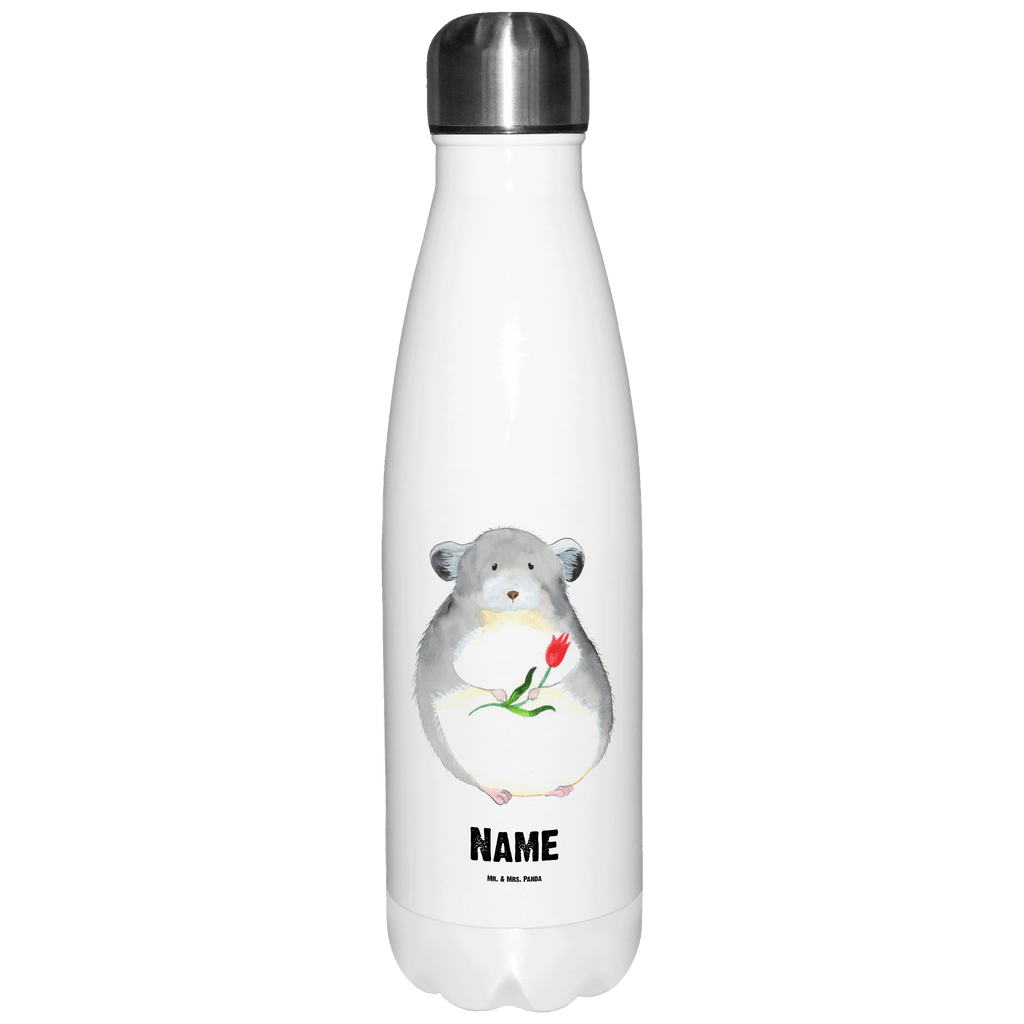 Personalisierte Thermosflasche Chinchilla mit Blume Personalisierte Isolierflasche, Personalisierte Thermoflasche, Personalisierte Trinkflasche, Trinkflasche Mit Namen, Wunschname, Bedrucken, Namensflasche, Tiermotive, Gute Laune, lustige Sprüche, Tiere, Chinchilla, Chinchillas, Liebeskummer, Kummer, Depressionen, traurig sein, Chaos, Glücklichsein, Büro, Büroalltag