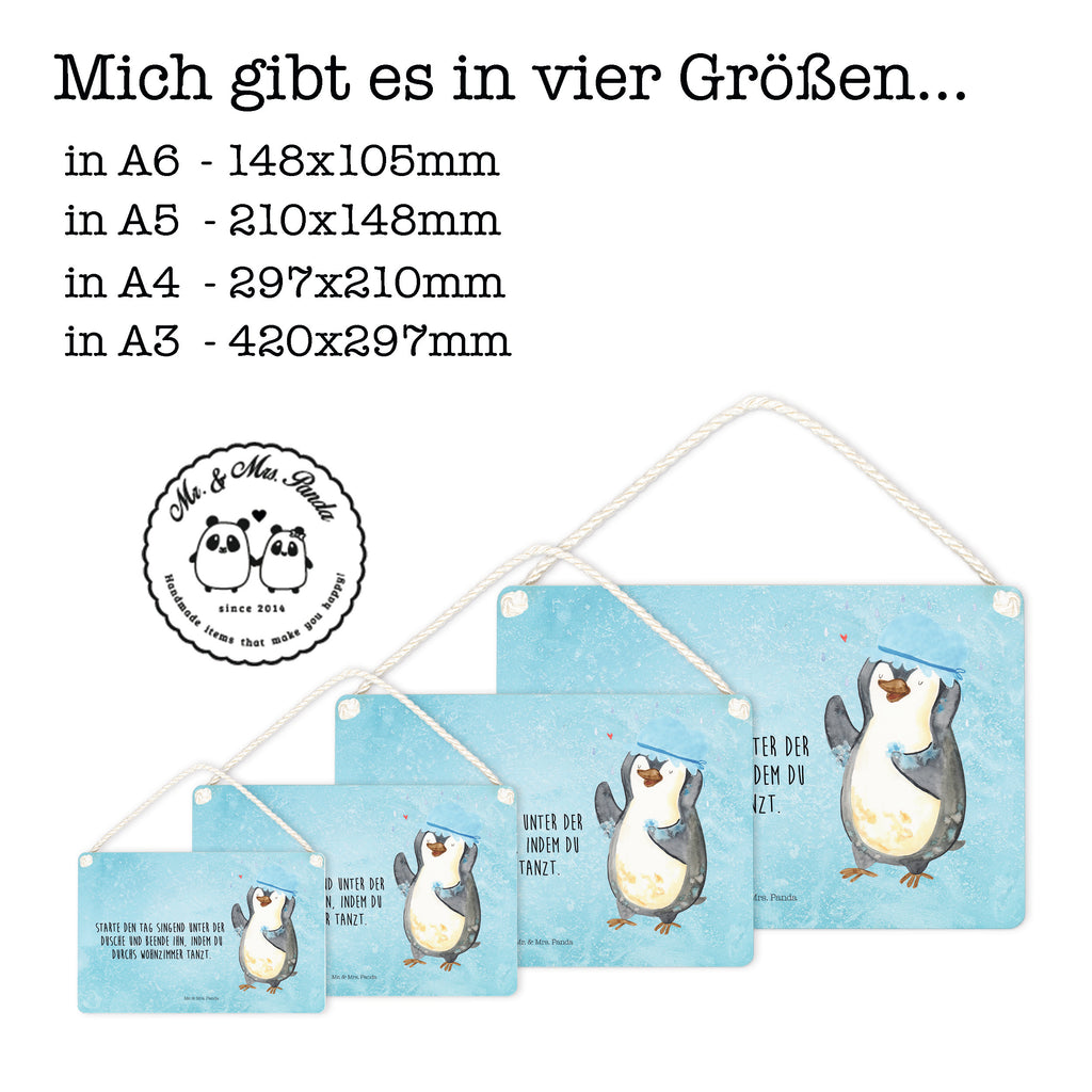 Deko Schild Pinguin duscht Dekoschild, Deko Schild, Schild, Tür Schild, Türschild, Holzschild, Wandschild, Wanddeko, Pinguin, Pinguine, Dusche, duschen, Lebensmotto, Motivation, Neustart, Neuanfang, glücklich sein