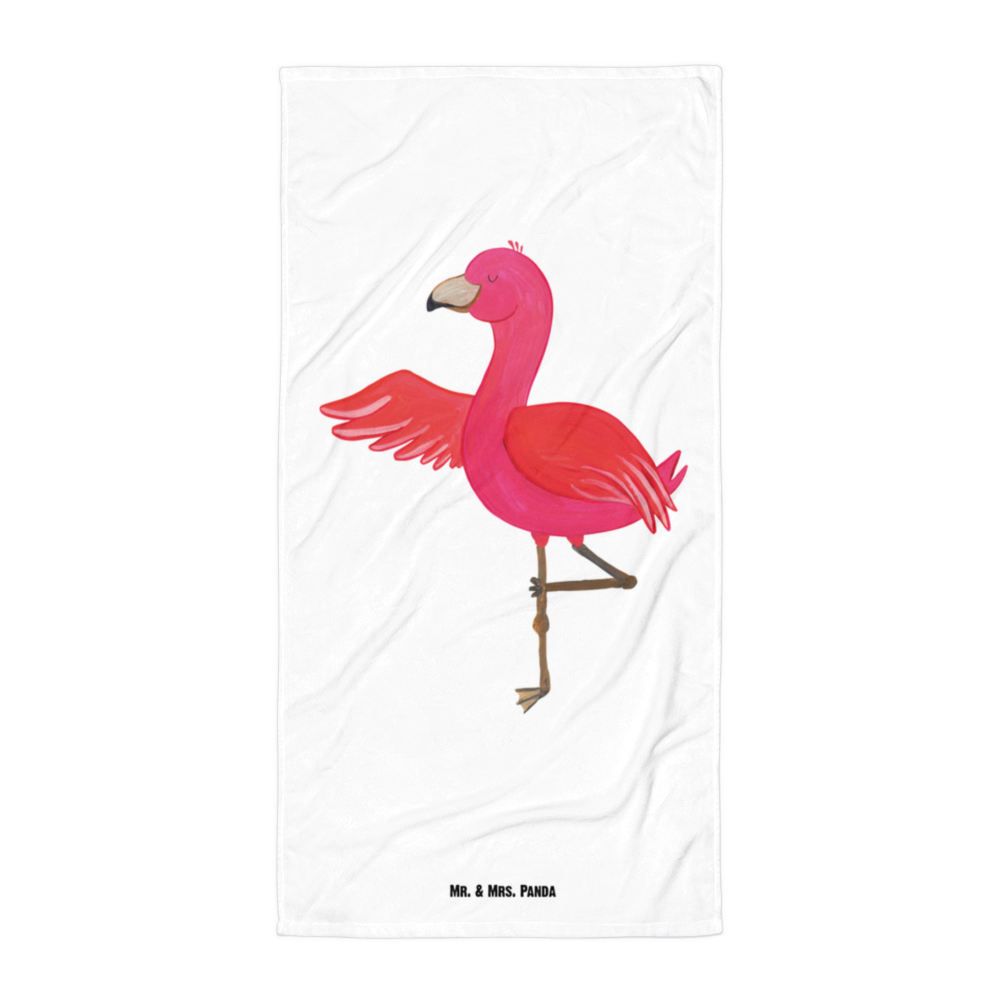 XL Badehandtuch Flamingo Yoga Handtuch, Badetuch, Duschtuch, Strandtuch, Saunatuch, Flamingo, Vogel, Yoga, Namaste, Achtsamkeit, Yoga-Übung, Entspannung, Ärger, Aufregen, Tiefenentspannung