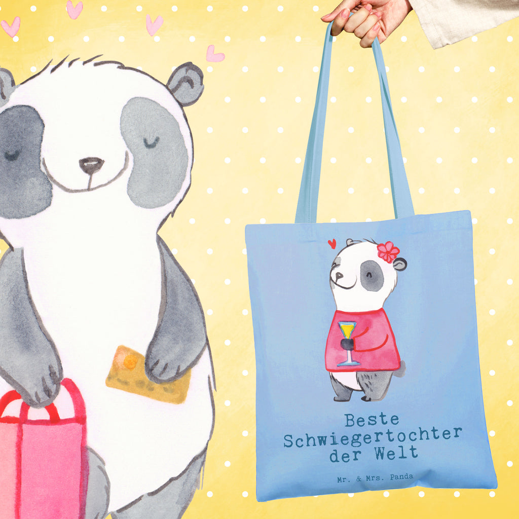 Tragetasche Panda Beste Schwiegertochter der Welt Beuteltasche, Beutel, Einkaufstasche, Jutebeutel, Stoffbeutel, Tasche, Shopper, Umhängetasche, Strandtasche, Schultertasche, Stofftasche, Tragetasche, Badetasche, Jutetasche, Einkaufstüte, Laptoptasche, für, Dankeschön, Geschenk, Schenken, Geburtstag, Geburtstagsgeschenk, Geschenkidee, Danke, Bedanken, Mitbringsel, Freude machen, Geschenktipp, Schwiegertochter, Tochter, Ehefrau des Sohns, Frau, angeheiratet, Hochzeit