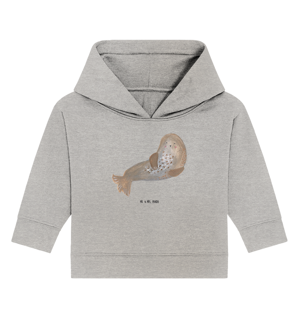 Organic Baby Hoodie Robbe Lachen Baby Kapuzenshirt, Baby Kapuzensweatshirt, Baby Hoodie, Baby Pullover, Tiermotive, Gute Laune, lustige Sprüche, Tiere, Robbe, Robben, Seehund, Strand, Meerestier, Ostsee, Nordsee