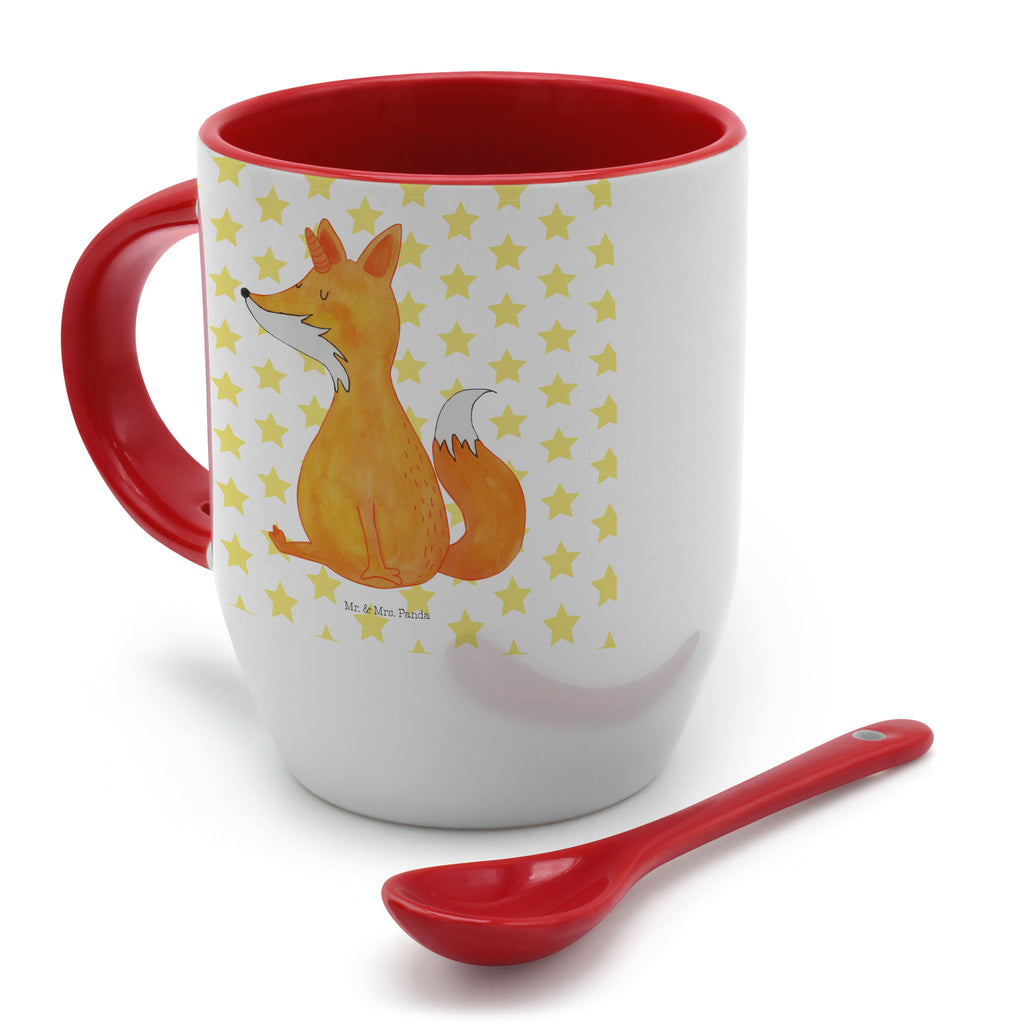 Tasse mit Löffel Fuchshörnchen Tasse, Kaffeetasse, Tassen, Tasse mit Spruch, Kaffeebecher, Tasse mit Löffel, Einhorn, Einhörner, Einhorn Deko, Pegasus, Unicorn, Fuchs, Unicorns, Fuchshörnchen, Fuchshorn, Foxycorn, Füchse