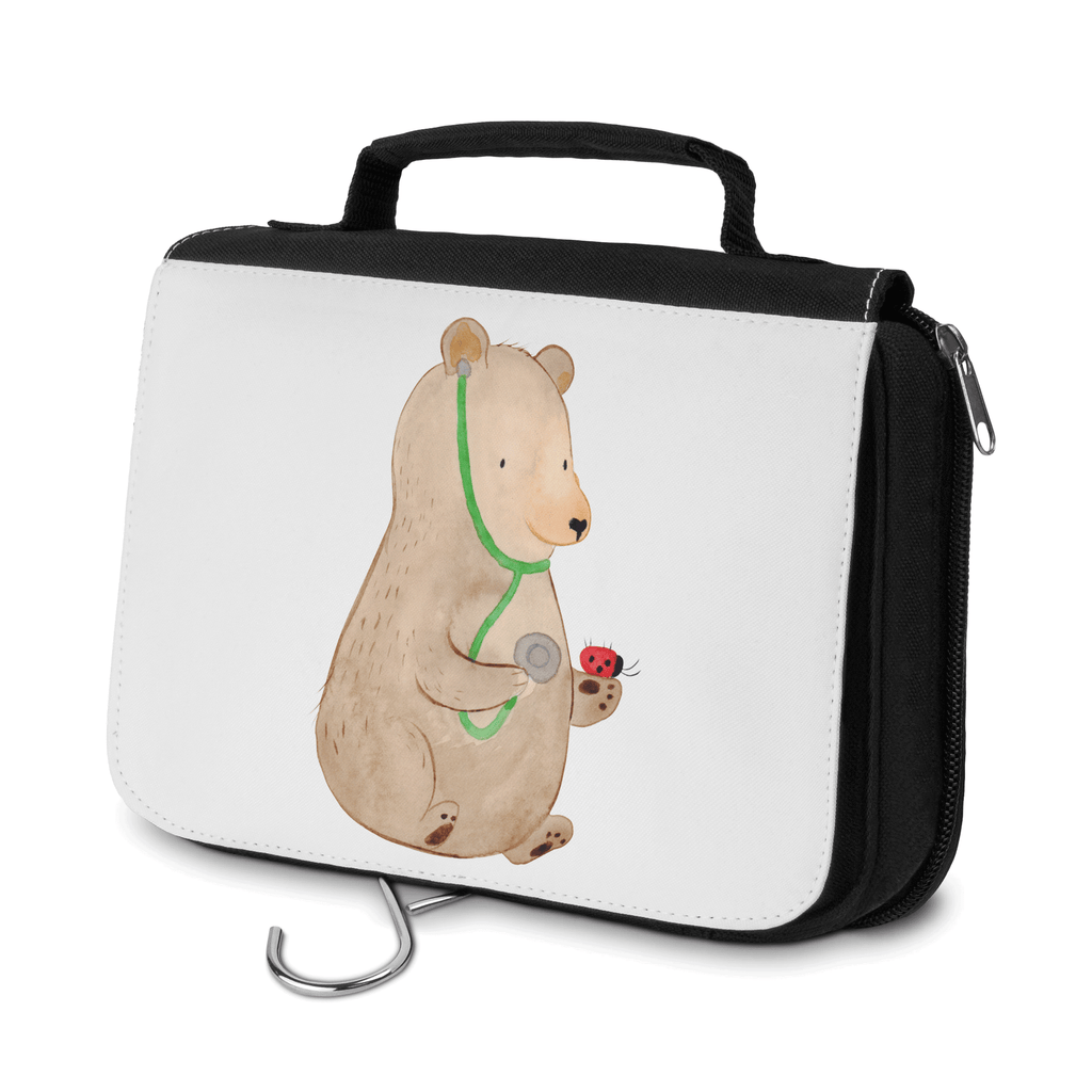 Kulturbeutel Bär Arzt Kulturbeutel, Zum Aufhängen, Waschtasche, Kosmetiktasche, Damen, Herren, Aufbewahrungstasche, Schminktasche, Kosmetikbeutel, Organizer, Kulturtasche, Schminkutensil, Bär, Teddy, Teddybär, Arzt, Ärztin, Doktor, Professor, Doktorin, Professorin