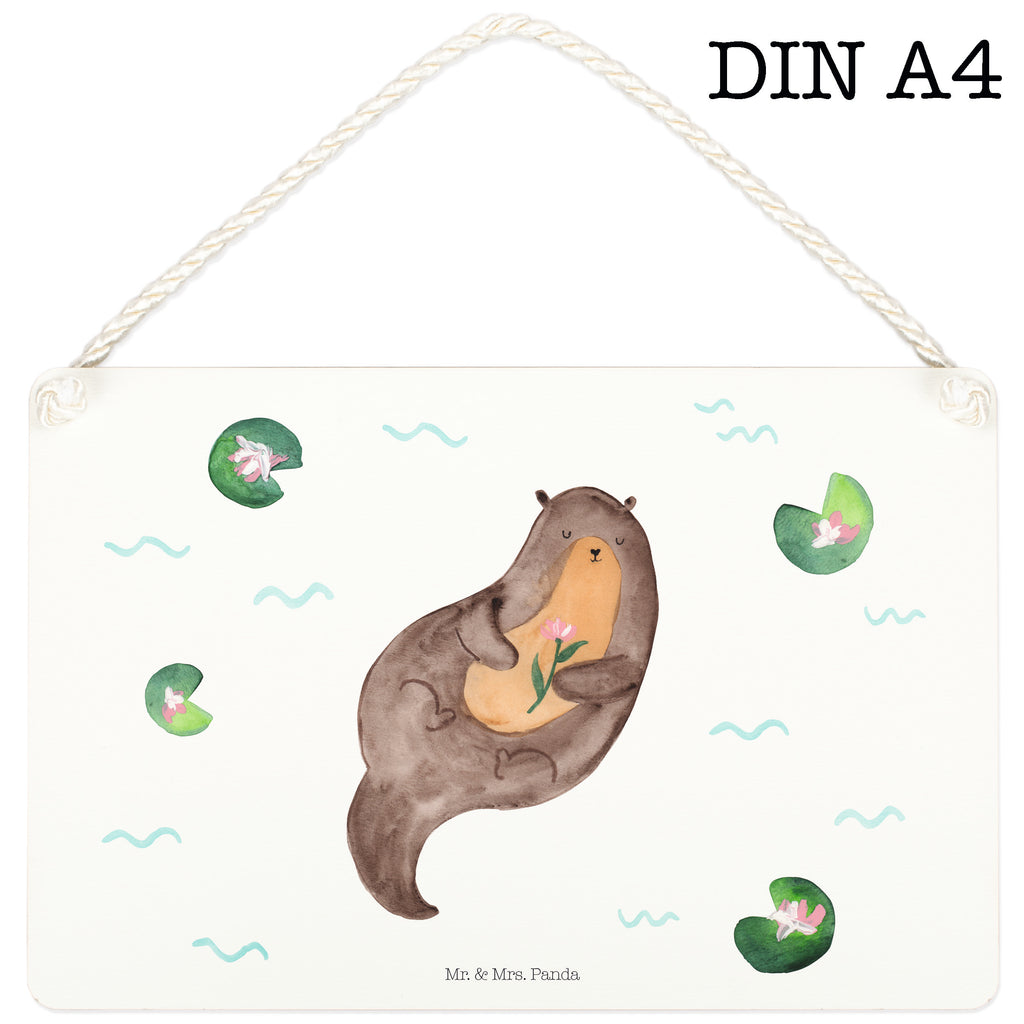 Deko Schild Otter mit Seerose Dekoschild, Deko Schild, Schild, Tür Schild, Türschild, Holzschild, Wandschild, Wanddeko, Otter, Fischotter, Seeotter, Otter Seeotter See Otter