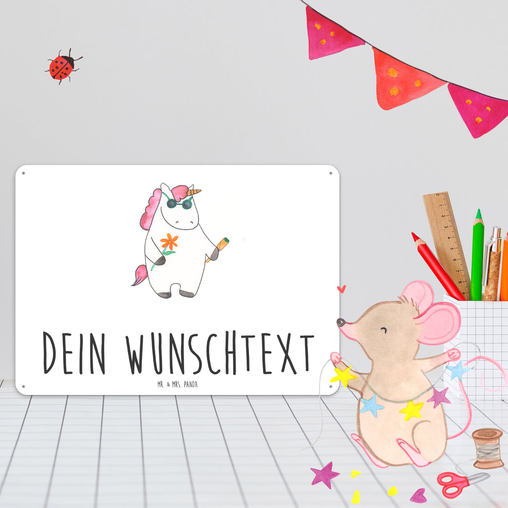 Personalisiertes Blechschild Einhorn Woodstock Blechschild, Metallschild, Geschenk Schild, Schild, Magnet-Metall-Schild, Deko Schild, Wandschild, Wand-Dekoration, Türschild, Einhorn, Einhörner, Einhorn Deko, Pegasus, Unicorn, Kiffen, Joint, Zigarette, Alkohol, Party, Spaß. lustig, witzig, Woodstock