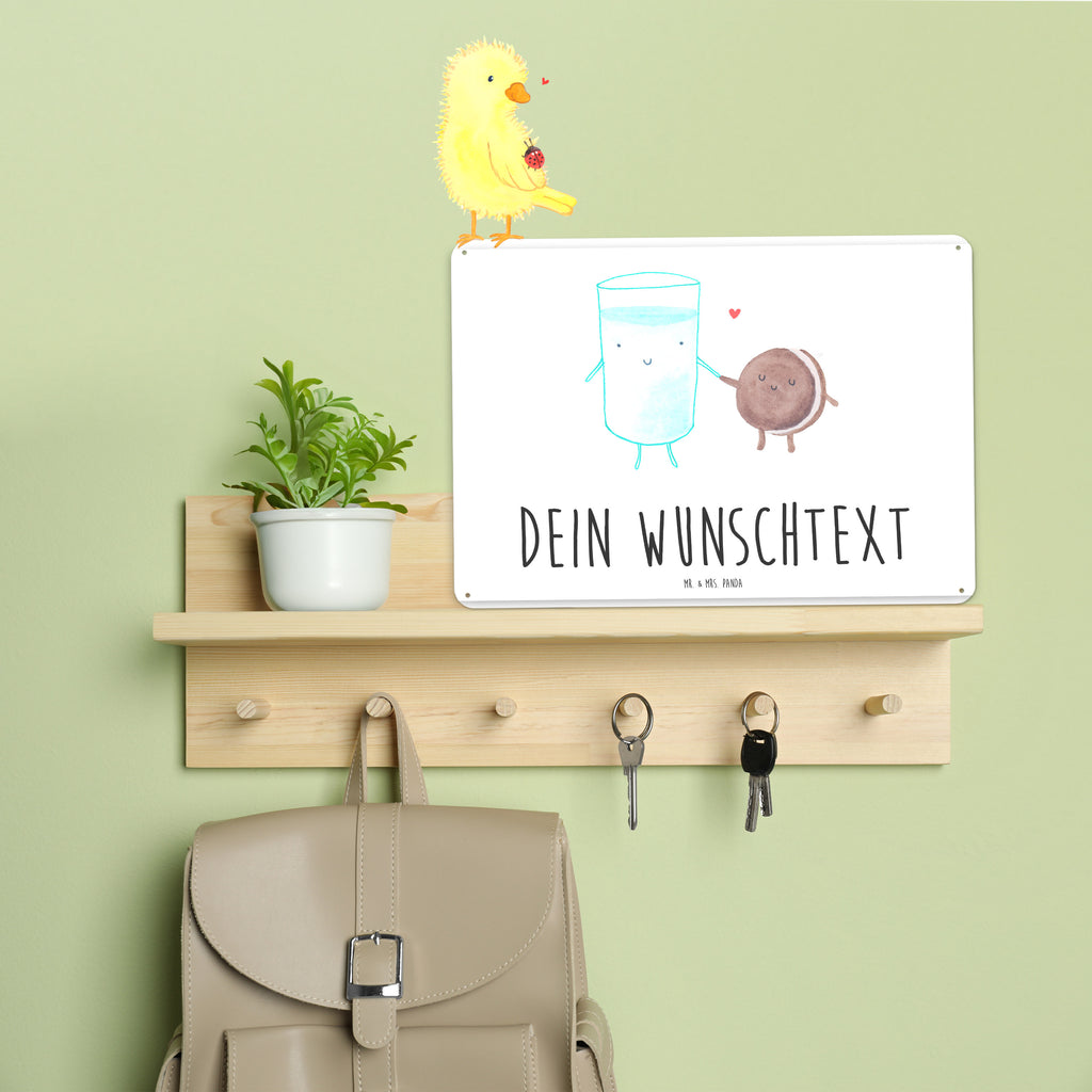 Personalisiertes Blechschild Milch Keks Blechschild, Metallschild, Geschenk Schild, Schild, Magnet-Metall-Schild, Deko Schild, Wandschild, Wand-Dekoration, Türschild, Tiermotive, Gute Laune, lustige Sprüche, Tiere, Milk, Cookie, Milch, Keks, Kekse, Kaffee, Einladung Frühstück, Motiv süß, romantisch, perfektes Paar