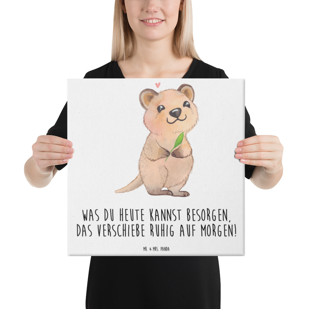 Leinwand Bild Quokka Happy Leinwand, Bild, Kunstdruck, Wanddeko, Dekoration, Tiermotive, Gute Laune, lustige Sprüche, Tiere, Quokka, Verschieben, Aufschieberitis, Lustiger Spruch, Niedliches Tier, Dinge erledigen