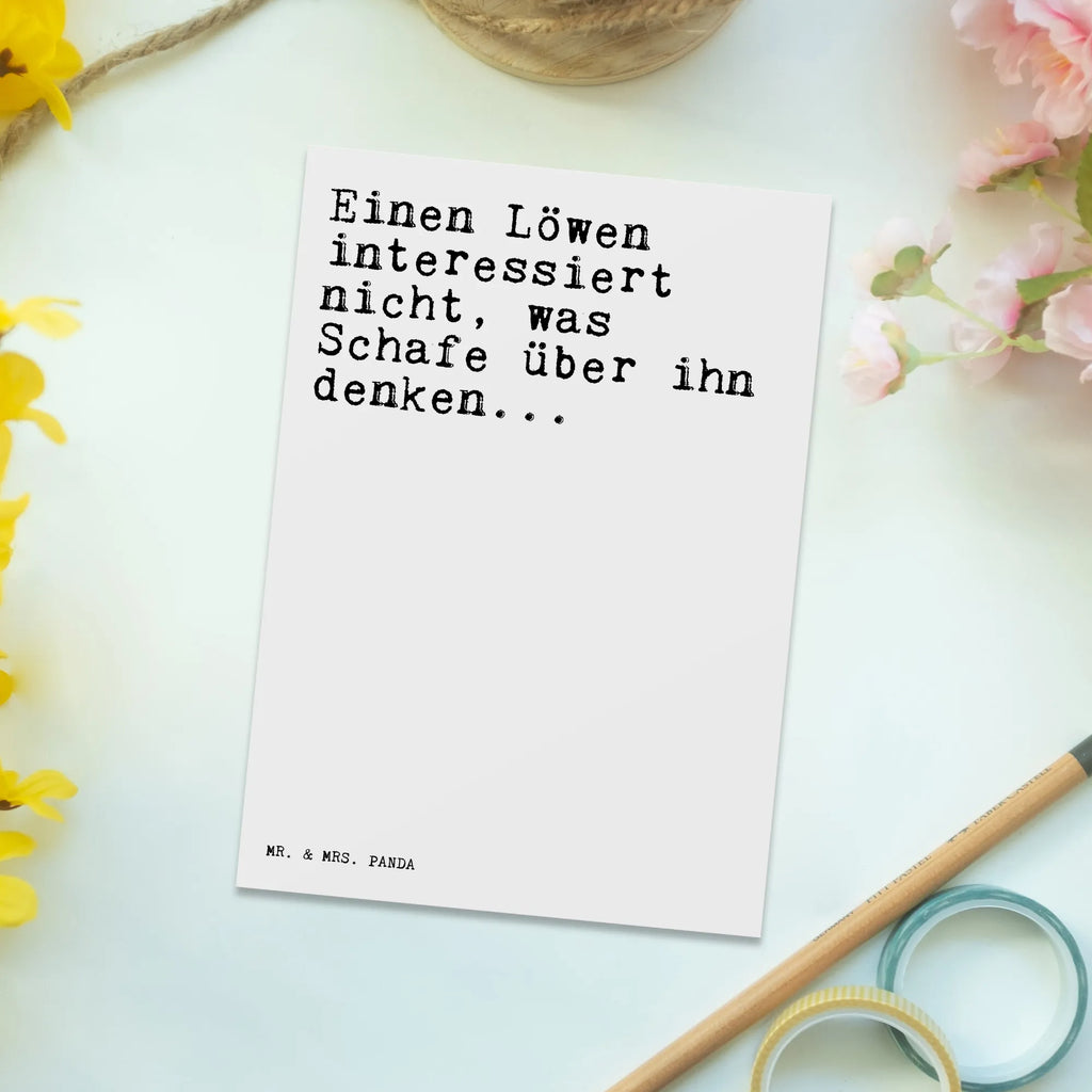 Postkarte Sprüche und Zitate Einen Löwen interessiert nicht, was Schafe über ihn denken... Postkarte, Karte, Geschenkkarte, Grußkarte, Einladung, Ansichtskarte, Geburtstagskarte, Einladungskarte, Dankeskarte, Ansichtskarten, Einladung Geburtstag, Einladungskarten Geburtstag, Spruch, Sprüche, lustige Sprüche, Weisheiten, Zitate, Spruch Geschenke, Spruch Sprüche Weisheiten Zitate Lustig Weisheit Worte