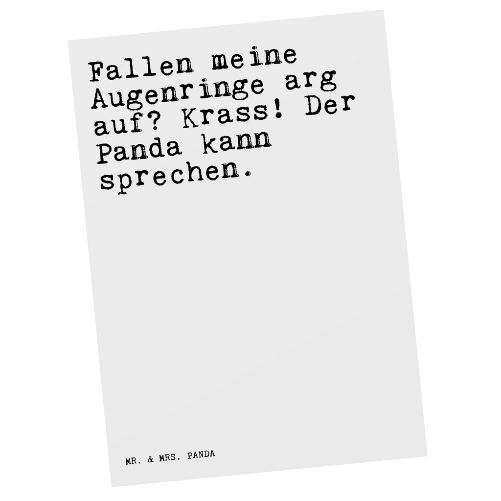 Postkarte Sprüche und Zitate Fallen meine Augenringe arg auf? Krass! Der Panda kann sprechen. Postkarte, Karte, Geschenkkarte, Grußkarte, Einladung, Ansichtskarte, Geburtstagskarte, Einladungskarte, Dankeskarte, Ansichtskarten, Einladung Geburtstag, Einladungskarten Geburtstag, Spruch, Sprüche, lustige Sprüche, Weisheiten, Zitate, Spruch Geschenke, Spruch Sprüche Weisheiten Zitate Lustig Weisheit Worte