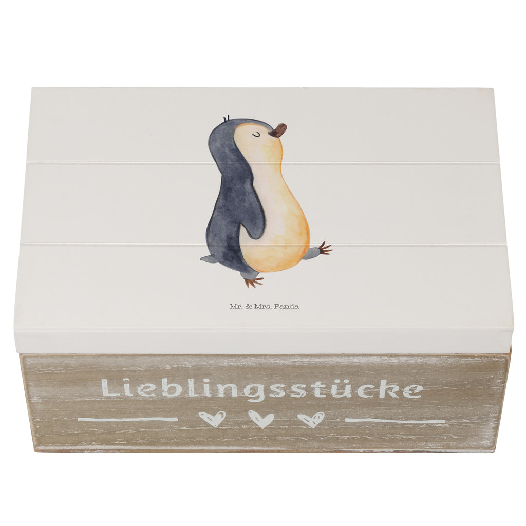 Holzkiste Pinguin marschierend Holzkiste, Kiste, Schatzkiste, Truhe, Schatulle, XXL, Erinnerungsbox, Erinnerungskiste, Dekokiste, Aufbewahrungsbox, Geschenkbox, Geschenkdose, Pinguin, Pinguine, Frühaufsteher, Langschläfer, Bruder, Schwester, Familie