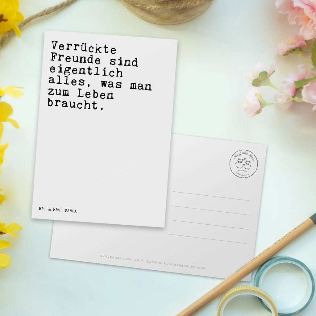 Postkarte Sprüche und Zitate Verrückte Freunde sind eigentlich alles, was man zum Leben braucht. Postkarte, Karte, Geschenkkarte, Grußkarte, Einladung, Ansichtskarte, Geburtstagskarte, Einladungskarte, Dankeskarte, Ansichtskarten, Einladung Geburtstag, Einladungskarten Geburtstag, Spruch, Sprüche, lustige Sprüche, Weisheiten, Zitate, Spruch Geschenke, Spruch Sprüche Weisheiten Zitate Lustig Weisheit Worte