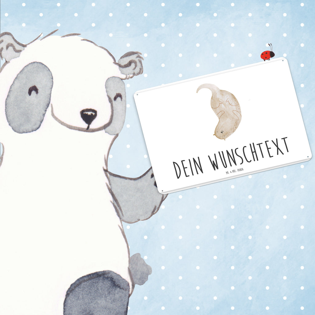 Personalisiertes Blechschild Otter Kopfüber Blechschild, Metallschild, Geschenk Schild, Schild, Magnet-Metall-Schild, Deko Schild, Wandschild, Wand-Dekoration, Türschild, Otter, Fischotter, Seeotter, Otter Seeotter See Otter