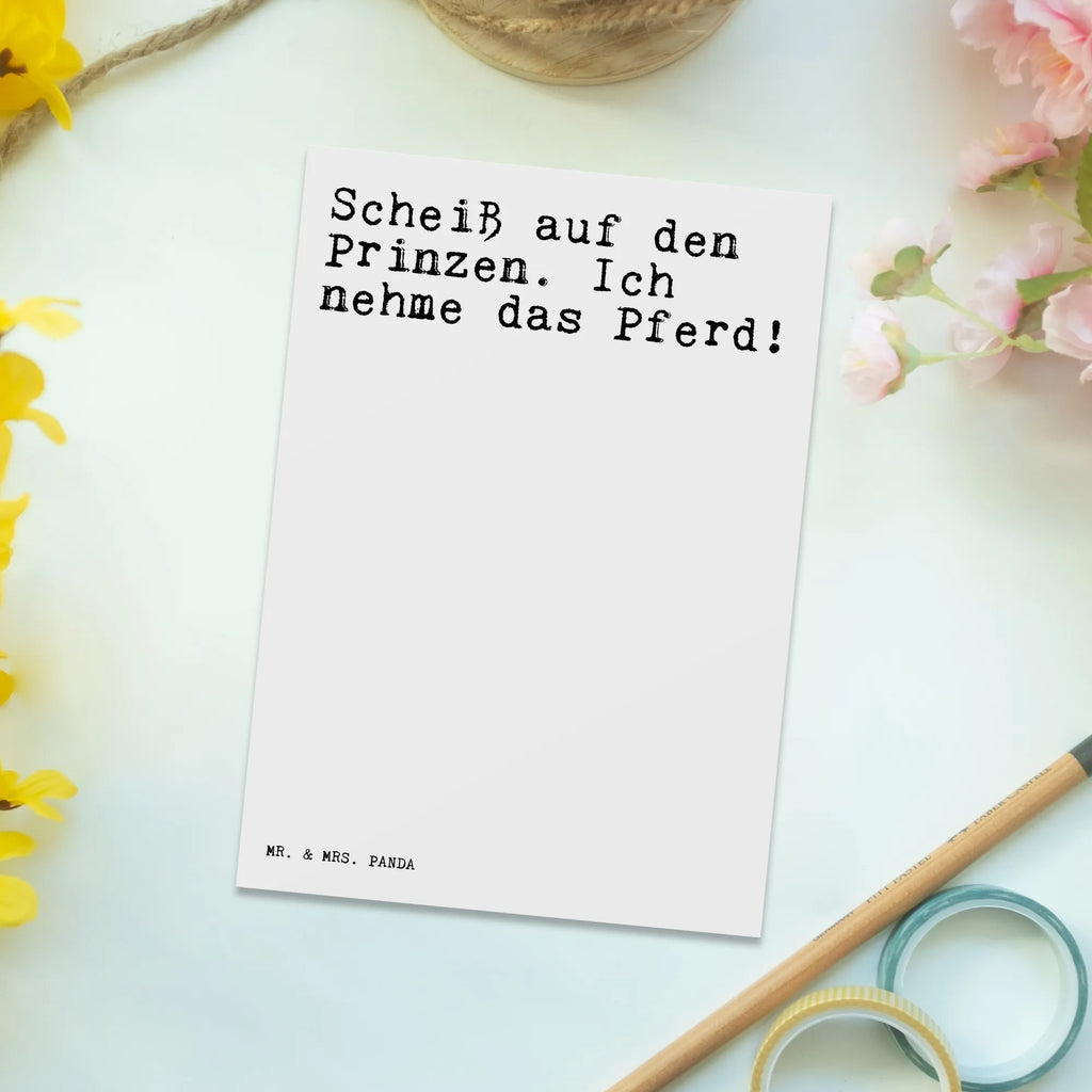 Postkarte Sprüche und Zitate Scheiß auf den Prinzen. Ich nehme das Pferd! Postkarte, Karte, Geschenkkarte, Grußkarte, Einladung, Ansichtskarte, Geburtstagskarte, Einladungskarte, Dankeskarte, Ansichtskarten, Einladung Geburtstag, Einladungskarten Geburtstag, Spruch, Sprüche, lustige Sprüche, Weisheiten, Zitate, Spruch Geschenke, Spruch Sprüche Weisheiten Zitate Lustig Weisheit Worte