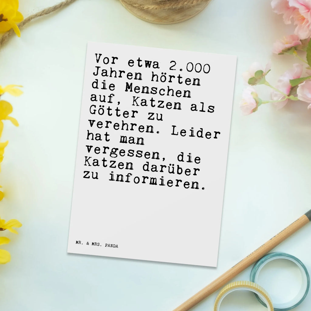 Postkarte Sprüche und Zitate Vor etwa 2.000 Jahren hörten die Menschen auf, Katzen als Götter zu verehren. Leider hat man vergessen, die Katzen darüber zu informieren. Postkarte, Karte, Geschenkkarte, Grußkarte, Einladung, Ansichtskarte, Geburtstagskarte, Einladungskarte, Dankeskarte, Ansichtskarten, Einladung Geburtstag, Einladungskarten Geburtstag, Spruch, Sprüche, lustige Sprüche, Weisheiten, Zitate, Spruch Geschenke, Spruch Sprüche Weisheiten Zitate Lustig Weisheit Worte