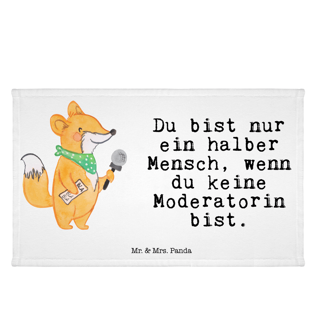 Handtuch Moderatorin mit Herz Gästetuch, Reisehandtuch, Sport Handtuch, Frottier, Kinder Handtuch, Beruf, Ausbildung, Jubiläum, Abschied, Rente, Kollege, Kollegin, Geschenk, Schenken, Arbeitskollege, Mitarbeiter, Firma, Danke, Dankeschön