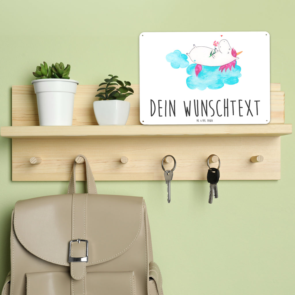 Personalisiertes Blechschild Einhorn Verliebt Blechschild, Metallschild, Geschenk Schild, Schild, Magnet-Metall-Schild, Deko Schild, Wandschild, Wand-Dekoration, Türschild, Einhorn, Einhörner, Einhorn Deko, Pegasus, Unicorn, verliebt, Liebe, Liebesbeweis, Freundin, Wolke