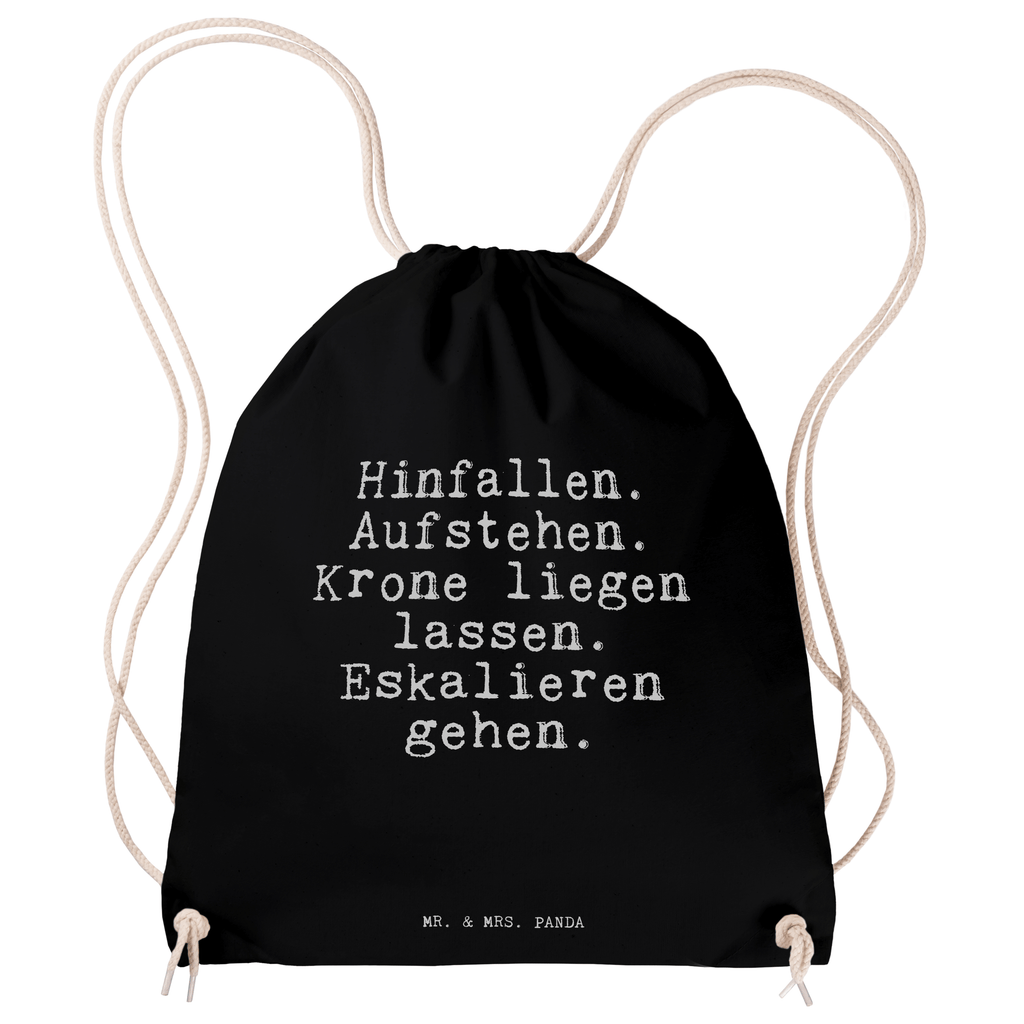 Sportbeutel Hinfallen. Aufstehen. Krone liegen... Sportbeutel, Turnbeutel, Beutel, Sporttasche, Tasche, Stoffbeutel, Sportbeutel Kinder, Gymsack, Beutel Rucksack, Kleine Sporttasche, Sportzubehör, Turnbeutel Baumwolle, Spruch, Sprüche, lustige Sprüche, Weisheiten, Zitate, Spruch Geschenke, Spruch Sprüche Weisheiten Zitate Lustig Weisheit Worte