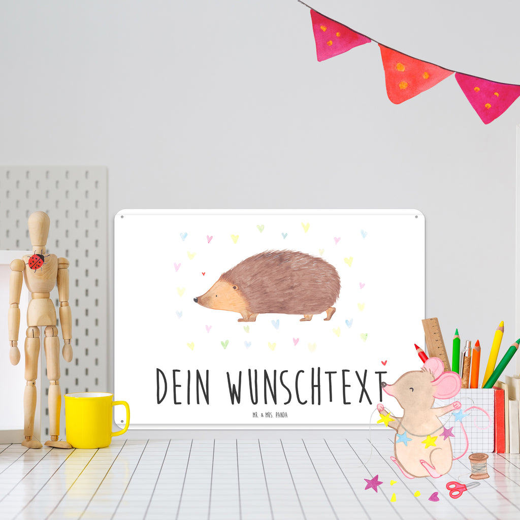 Personalisiertes Blechschild Igel Herzen Blechschild, Metallschild, Geschenk Schild, Schild, Magnet-Metall-Schild, Deko Schild, Wandschild, Wand-Dekoration, Türschild, Tiermotive, Gute Laune, lustige Sprüche, Tiere, Liebe, Herz, Herzen, Igel, Vertrauen, Kuss, Leben