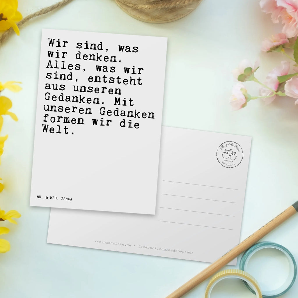 Postkarte Sprüche und Zitate Wir sind, was wir denken. Alles, was wir sind, entsteht aus unseren Gedanken. Mit unseren Gedanken formen wir die Welt. Postkarte, Karte, Geschenkkarte, Grußkarte, Einladung, Ansichtskarte, Geburtstagskarte, Einladungskarte, Dankeskarte, Ansichtskarten, Einladung Geburtstag, Einladungskarten Geburtstag, Spruch, Sprüche, lustige Sprüche, Weisheiten, Zitate, Spruch Geschenke, Spruch Sprüche Weisheiten Zitate Lustig Weisheit Worte