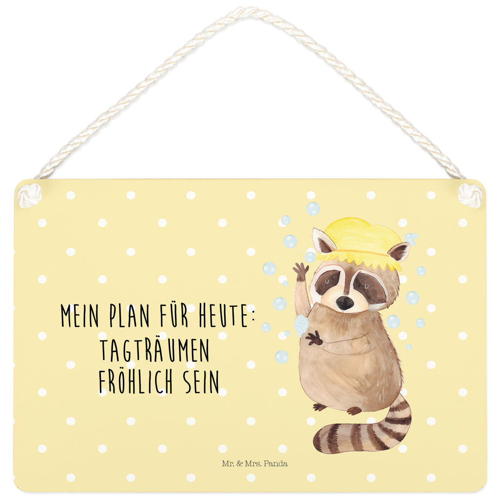 Deko Schild Waschbär Dekoschild, Deko Schild, Schild, Tür Schild, Türschild, Holzschild, Wandschild, Wanddeko, Tiermotive, Gute Laune, lustige Sprüche, Tiere, Waschbär, Tagträumen, Plan, Fröhlich, waschen, Seifenblasen